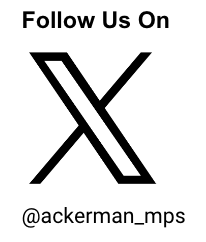 Follow Us on X, x logo black on white @ackerman_mps