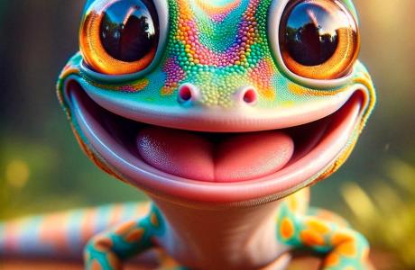 AI generated colorful gecko with a smile