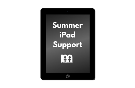 summer ipad support with Millard Public Schools logo on an image of an iPad