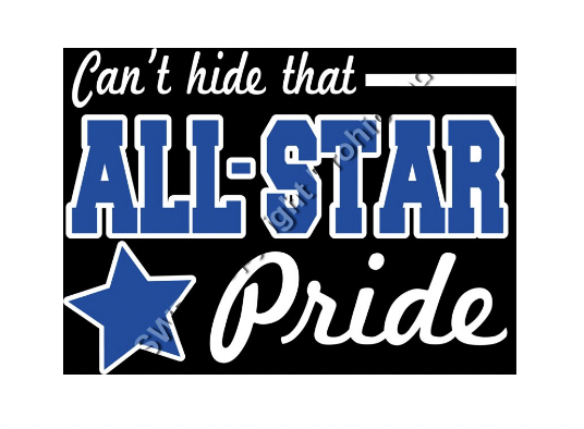 Can't hide that All-Star Pride logo blue and white lettering on black
