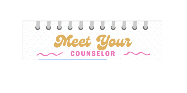 Notebook page with Meet Your Counselor text in yellow and pink