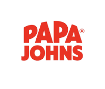 Red Papa Johns stacked text logo on white background