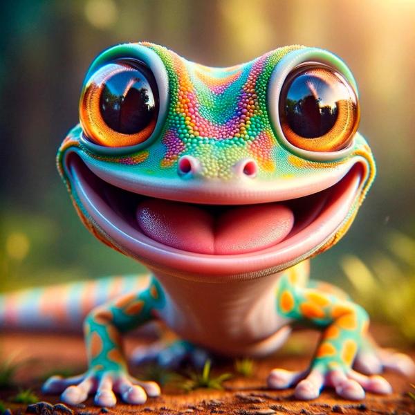 AI generated colorful gecko with a smile