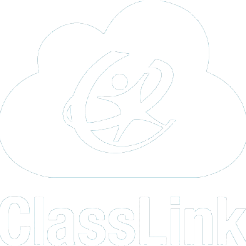 White cloud with person and swirl in the middle ClassLink in white text underneath