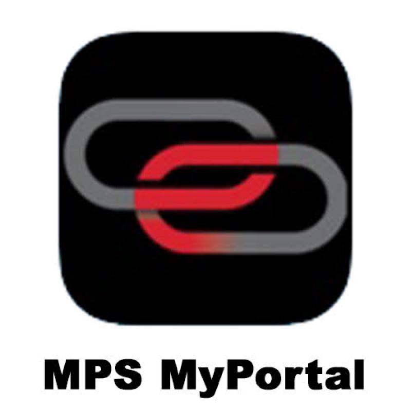 MPS MyPortal double link log grey and red links on black background